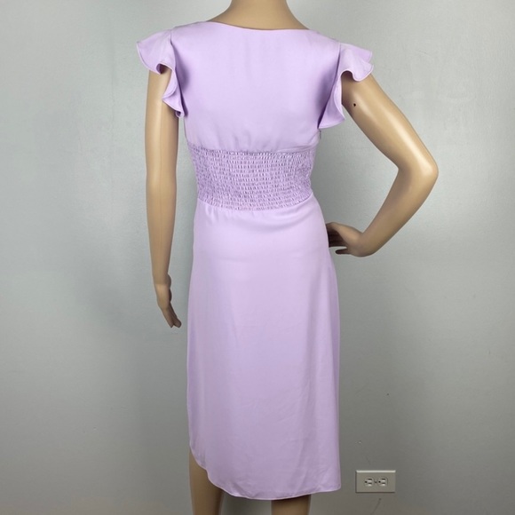 AMANDA UPRICHARD PURPLE RUFFLE SLEEVE MIDI DRESS - Picture 8 of 11